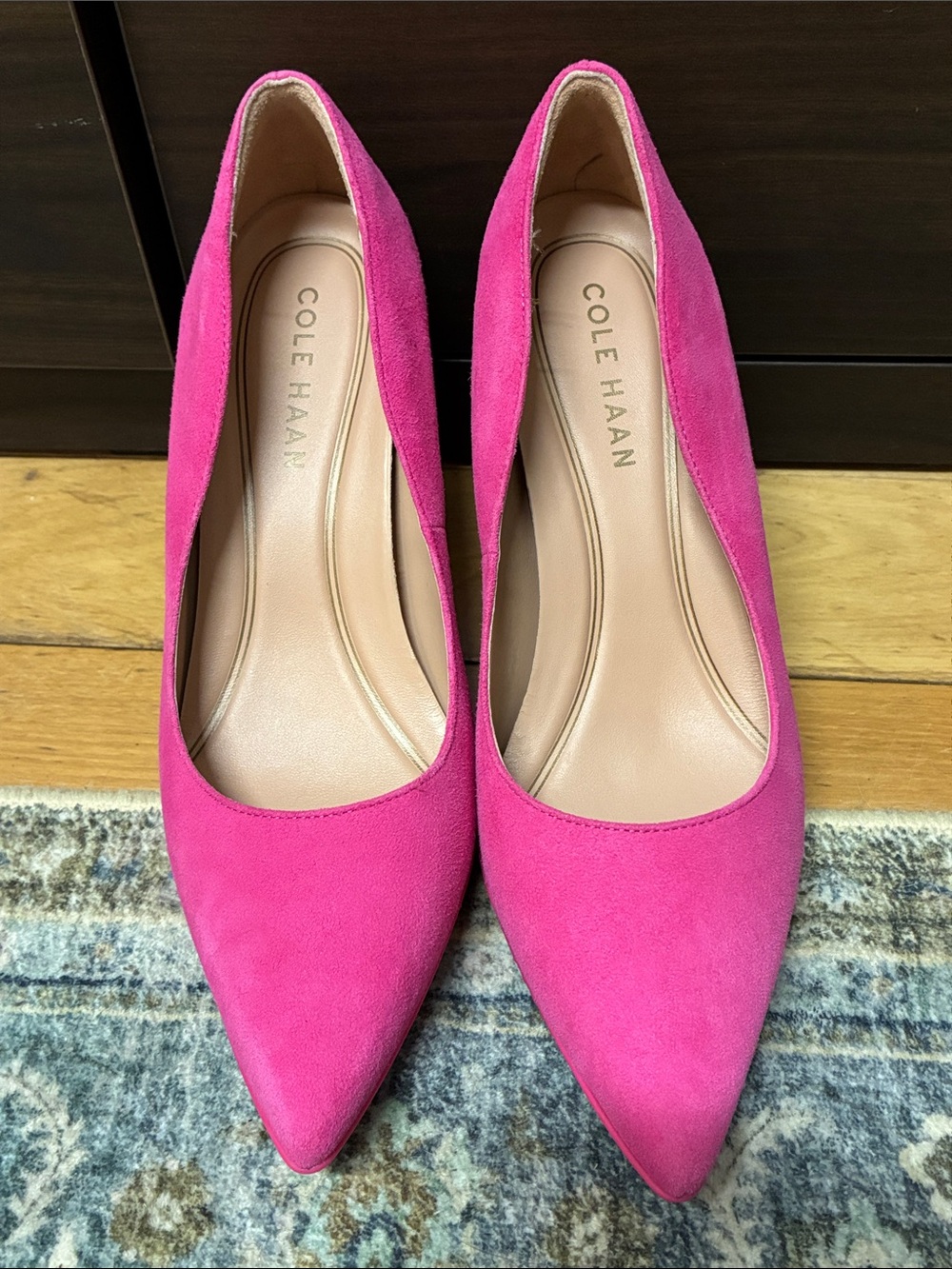 Y2K Cole Haan Hot Pink Suede Pointed Toe Pumps